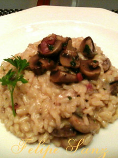 Una foto de Risotto de champiñón y jamón