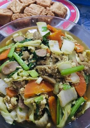 Foto resep Sayur capcay bakso sosis