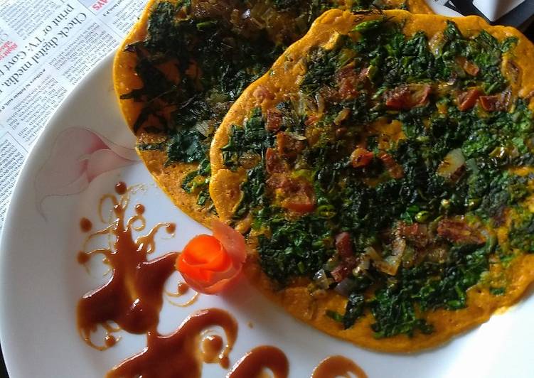 Steps to Prepare Any-night-of-the-week Spinach veg omelette