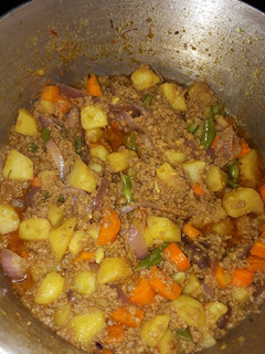 A picture of Minced meat and veges sauce.