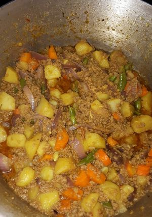 A picture of Minced meat and veges sauce.