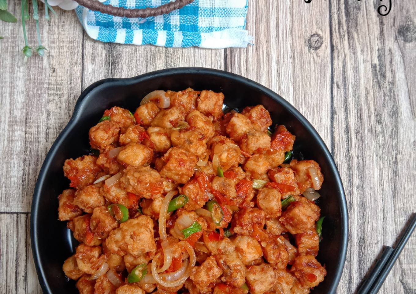 Tempe goreng tepung saus padang