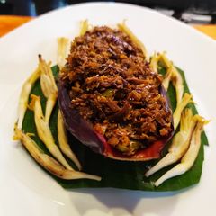 A picture of Banana flower stir fry.