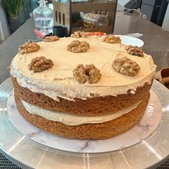 A picture of The Worlds Best (MUM) Coffee and Walnut Birthday Cake - Happy 85th :P - Enjoy.