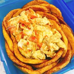 A picture of Kiddies meal.. dodo and fried egg.