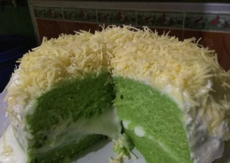 Resep Bolu Pandan Kukus Toping Salju Keju Oleh Bunda Khloe Cookpad 