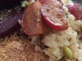 Milanesas veganas de lenteja con arroz y verdura