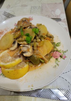 Una foto de Cachetes de abadejo con vegetales