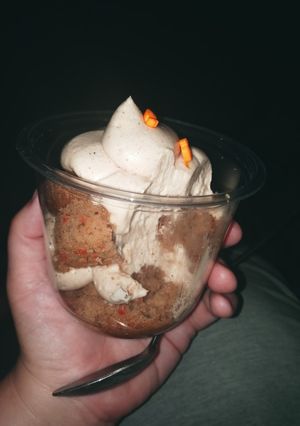 A picture of Carrot Cake Parfait w/ Cinnamon Cream Cheese Icing.