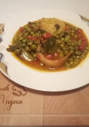 O poză a rețetei Mâncare de mazăre cu anghinare.