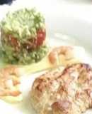 Tabulé de verduras con filete de pavo y salsa a la mostaza