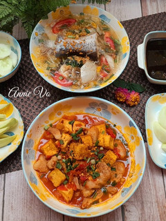 Hình của món Cơm nhà nhiều món giải nhiệt ngày nóng.