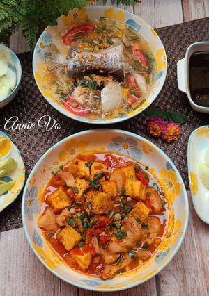 Hình của món Cơm nhà nhiều món giải nhiệt ngày nóng.