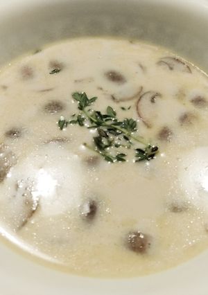 A picture of Cambozola and Mushroom Soup.