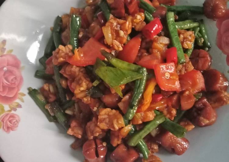 Bumbu Membuat Orek tempe sosis kacang panjang yang praktis