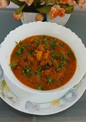 A picture of Prawns with coconut and kokum masala curry.