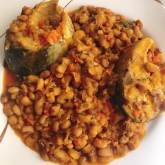 A picture of Beans and fish.