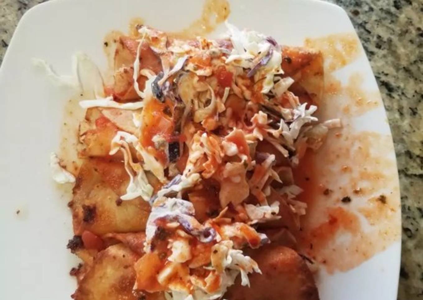 Tacos dorados de papa con pollo