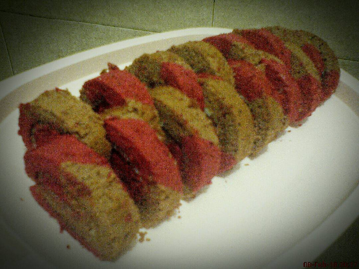 Resep Red Choco Zebra Roll Cake (bolgul putih telur) Sederhana Dan Enak