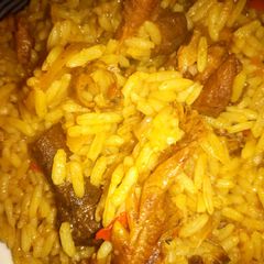 A picture of Traditional Hausa Jollof Rice.