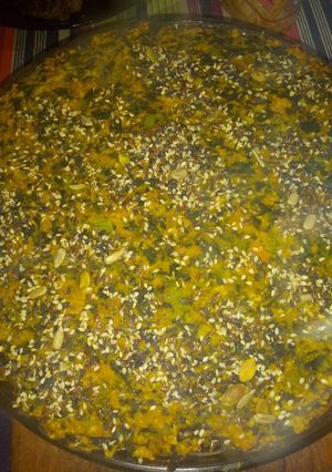 Una foto de Pastel de calabaza, acelga y soja texturizada