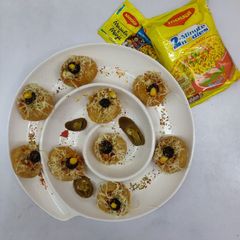 Mexican Maggi Pizza Puri Chaat A picture of Mexican Maggi Pizza Puri Chaat.