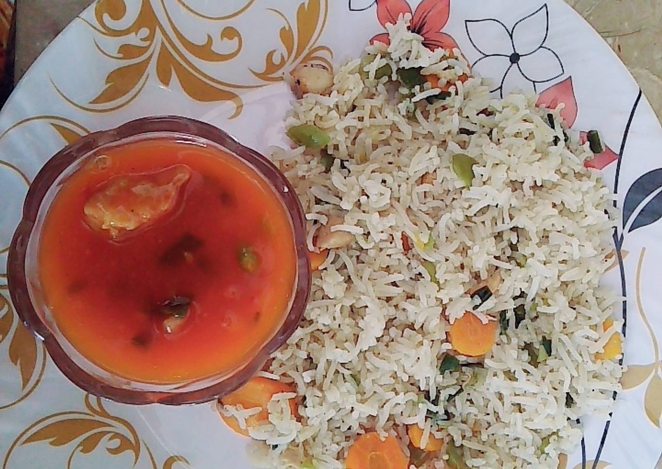 Chinese rice with manchuriyan