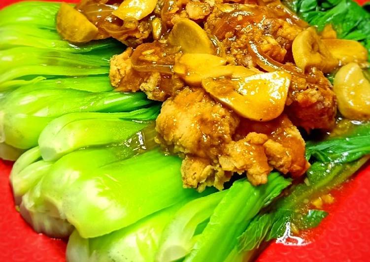 Langkah Mudah untuk Menyiapkan Pakcoy Ayam Fillet Crispy Jamur Teriyaki yang Enak