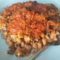 A picture of Coconut beans with sauce.