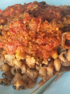 A picture of Coconut beans with sauce.