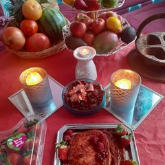 A picture of Valentine breakfast ❤❤❤ strawberry jam French toast.