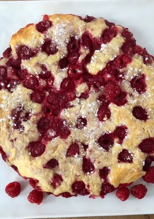 Une photo de Gâteau au mascarpone et framboises