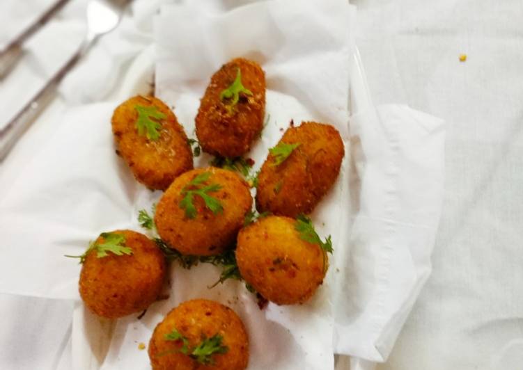 Easiest Way to Prepare Homemade Cheesy Arancini(eggless)