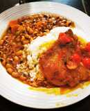 Chuleta de Cerdo a la Rubenccini, Arroz & Frijoles de Ojitos Negros