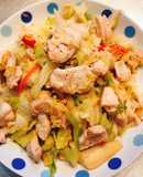 Bắp cải xào ức gà