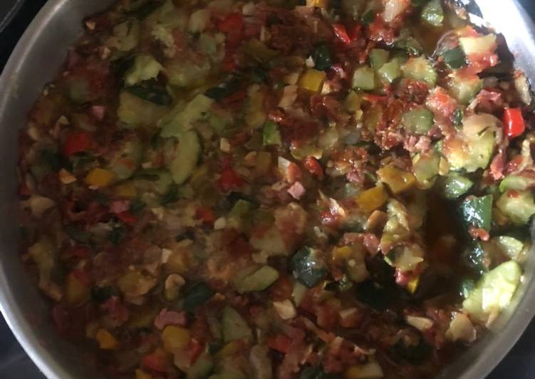 Mix de verduras con jamón