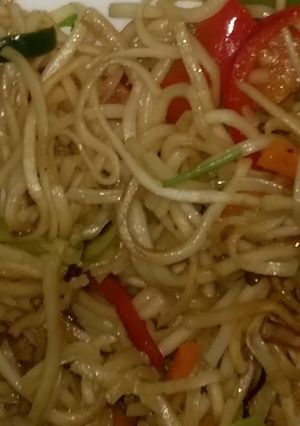 A picture of Veggie Hakka Noodles / Indo Chinese Veggie Noodles.