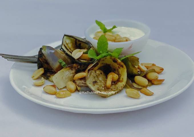 Pan-grilled Eggplant with pine nuts & garlic