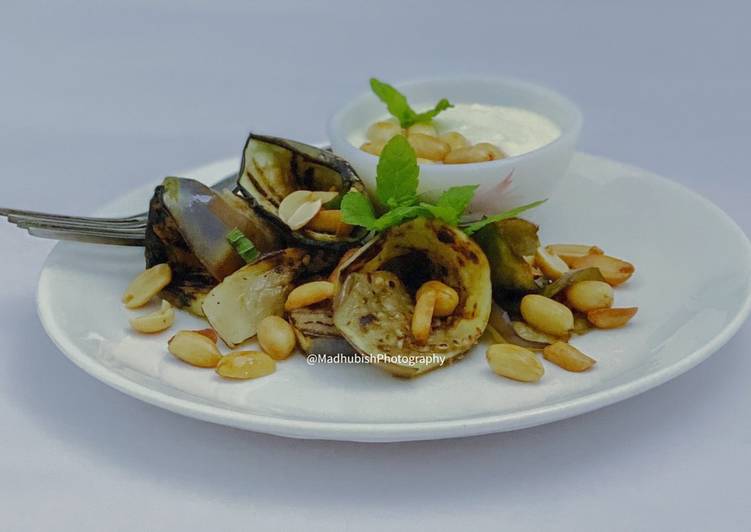 Pan-grilled Eggplant with pine nuts & garlic
