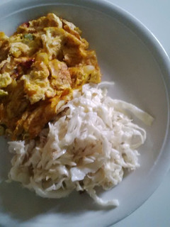 A picture of KETO: Scrambled egg and Cabbage.