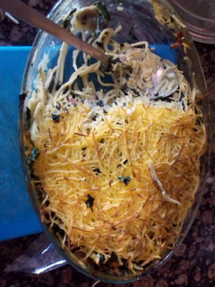Una foto de Pasta con bechamel, espinacas y champiñones