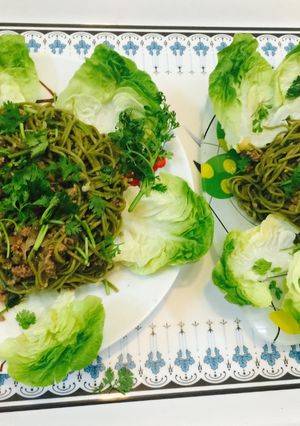 Hình của món Mì trà xanh cho trưa chủ nhật xanh.