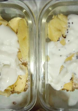 Hình của món Overnight oat - Sữa chua yến mạch táo chuối.