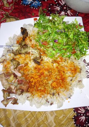 Shinkafa da wake mai da yaji ainihin hoton girkin