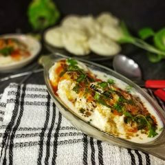 A picture of No-fry Dahi Bhalle or Zero-Oil Dahi Bhalla.