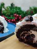 Tronco de Navidad con cerezas borrachas