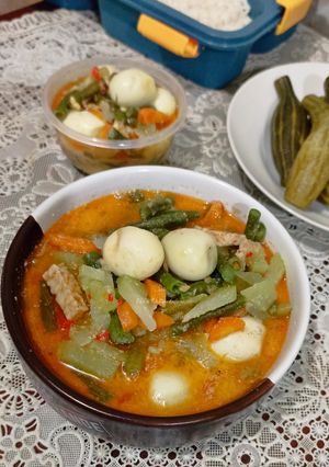 Foto resep Sayur Kelo Santan Labu Siam, Telor Puyuh, Kacang Panjang, Tempe, Wortel