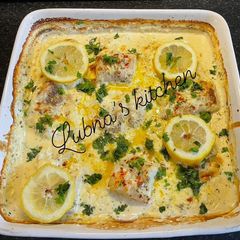 Baked Cod with Lemon Cream Sauce: A picture of Baked Cod with Lemon Cream Sauce:.