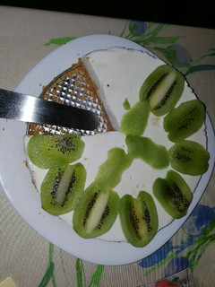 Una foto de Pastel de requesón con Kiwi 🥝