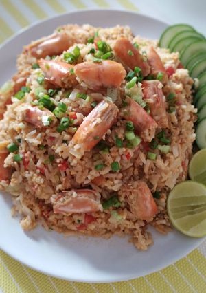รูปของ "ข้าวผัดหัวกุ้ง"🍚🦐🍳🍅🧅🧄🥒 Shrimp Head Fried Rice